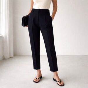 The Row Black Pleated Cropped Tailored Trousers Silk Lined Size 0